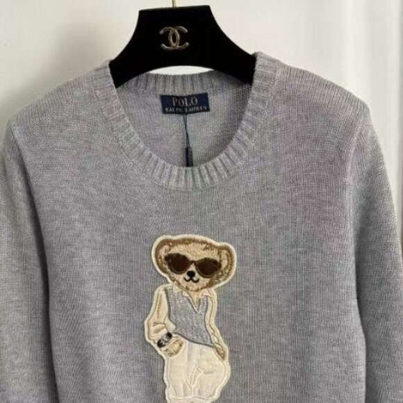 Polo Ralph Lauren Sunglasses Bear Gray Sweater - Picture 3 of 6